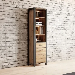 Boekenkast Akven - 1-deurs incl. lade - Wotan Eiken