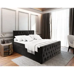 Boxspring met Opbergruimte Fluweel Fondi + voetbord