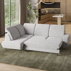 2dekans Showmodel Slaapbank Lex met opbergruimte en verstelbare hoofdsteunen | Hoekbank Teddy Beige - Rechts (Niet in originele verpakking en i.z.g.st.)