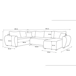2dekans Slaapbank met opbergruimte Max | Rechts | Skaileer Zwart - U-bank XL - (Kuil - Niet in originele verpakking)
