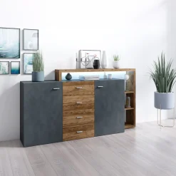 Dressoir Bologna - Vuren / Antraciet