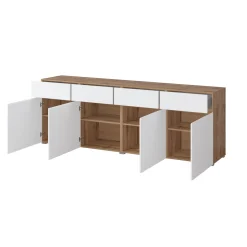 Dressoir Crotone - 4-deurs incl. 4 lades - Wotan Eiken / Wit