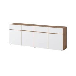 Dressoir Crotone - 4-deurs incl. 4 lades - Wotan Eiken / Wit