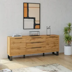 Dressoir Halmstad - 2-deurs incl. 3 lades - Wotan Eiken