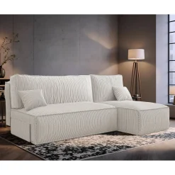 Hoekbank Ribstof Karlito - Universeel - Slaapbank met opbergruimte zonder armleuningen