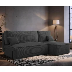 Hoekbank Ribstof Karlito - Universeel - Slaapbank met opbergruimte zonder armleuningen