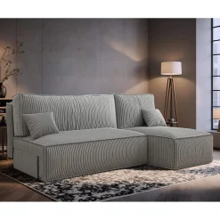 Hoekbank Ribstof Karlito - Universeel - Slaapbank met opbergruimte zonder armleuningen