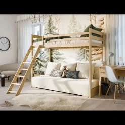 Hoogslaper met Slaapbank Sophie - Naturel / Ribstof Creme - Direct Leverbaar!