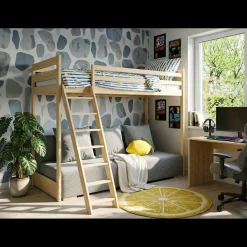 Hoogslaper met Slaapbank Sophie - Naturel / Ribstof Grijs - Direct Leverbaar!