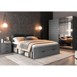 Houten Bed met Lade Genua - Antraciet - Bedframe
