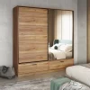 Kledingkast Bern - 2-deurs incl. 2 lades + spiegel - Wotan Eiken