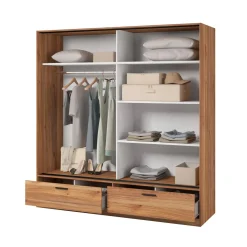 Kledingkast Bern - 2-deurs incl. 2 lades + spiegel - Wotan Eiken