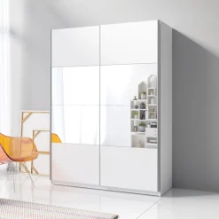 Kledingkast Bern - 2-deurs incl. spiegel - Wit