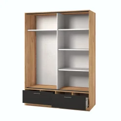 Kledingkast Bern - 2-deurs incl. 2 lades + spiegel - Wotan Eiken / Zwart