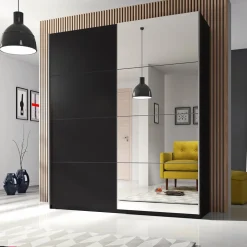 Kledingkast Bern - 2-deurs incl. spiegel - Zwart