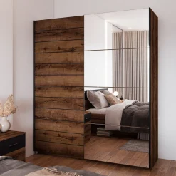 Kledingkast Bern - 2-deurs incl. spiegel - Walnoot