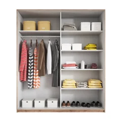 Kledingkast Bern - 2-deurs incl. spiegel - Walnoot