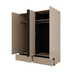 Kledingkast Crotone - Taupe - 4-Deurs met Lades