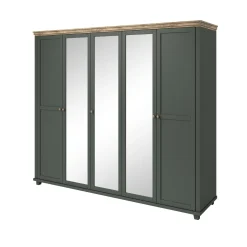 Kledingkast Elvas - Donkergroen - 5-Deurs incl. Spiegel
