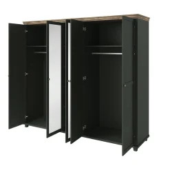 Kledingkast Elvas - Donkergroen - 5-Deurs incl. Spiegel