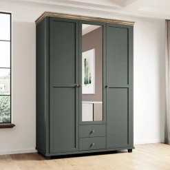Kledingkast Elvas - Donkergroen - 3-Deurs incl. Spiegel