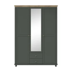Kledingkast Elvas - Donkergroen - 3-Deurs incl. Spiegel