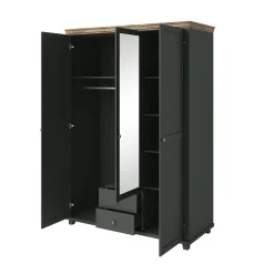 Kledingkast Elvas - Donkergroen - 3-Deurs incl. Spiegel