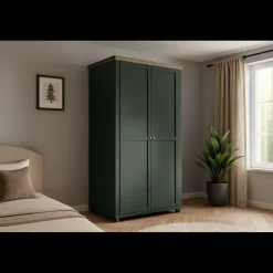 Kledingkast Elvas - Donkergroen - 2-Deurs
