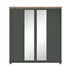 Kledingkast Elvas - Donkergroen - 4-Deurs incl. Spiegel