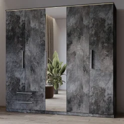 Kledingkast Nîmes – 5-Deurs incl. Spiegel - Marmer