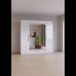 Kledingkast Nîmes – 4-Deurs incl. Spiegel - Wit