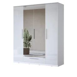 Kledingkast Nîmes – 4-Deurs incl. Spiegel - Wit