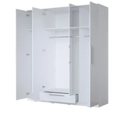 Kledingkast Nîmes – 4-Deurs incl. Spiegel - Wit