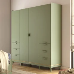 Kledingkast Skagen - Groen - 4-Deurs met Lades