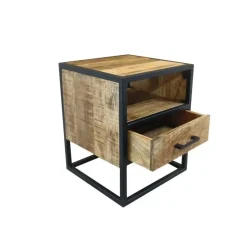 Nachtkastje met Lade Mick - 1 Open Vak - Mangohout