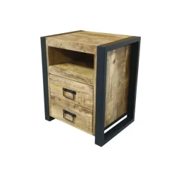 Nachtkastje met Lades Tino - 1 Open Vak - Mangohout