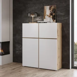 Opbergkast Crotone - 4-deurs - Wotan Eiken / Wit