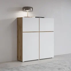 Opbergkast Crotone - 4-deurs - Wotan Eiken / Wit