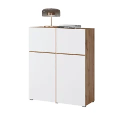 Opbergkast Crotone - 4-deurs - Wotan Eiken / Wit