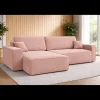 OP=OP Slaapbank Karlo XL | Ribstof Roze - L-Hoekbank 3-zits met opbergruimte - Universeel
