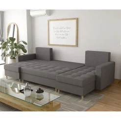 OP=OP Slaapbank met opbergruimte Mick | U-bank Bruin