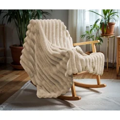 Rib Rabbit Fur - plaid Zand (150 x 200)