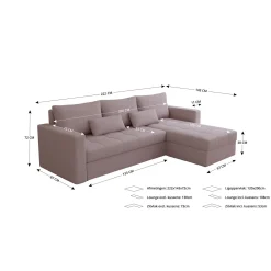 Slaapbank met Opbergruimte Kos | Hoekbank - Kies je kleur