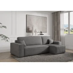 Slaapbank Ribstof Karlo - Hoekbank 3-zits met opbergruimte - Universeel