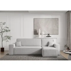 Slaapbank Ribstof Karlo - Hoekbank 3-zits met opbergruimte - Universeel