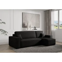 Slaapbank Ribstof Karlo - Hoekbank 3-zits met opbergruimte - Universeel