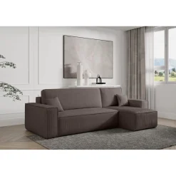 Slaapbank Ribstof Karlo - Hoekbank 3-zits met opbergruimte - Universeel