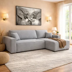 Slaapbank Velvet Karlo - Hoekbank 3-zits met opbergruimte - Universeel