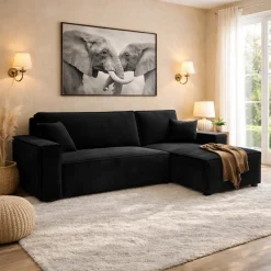 Slaapbank Velvet Karlo - Hoekbank 3-zits met opbergruimte - Universeel