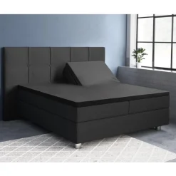 Splittopper hoeslaken katoen-Satijn zwart